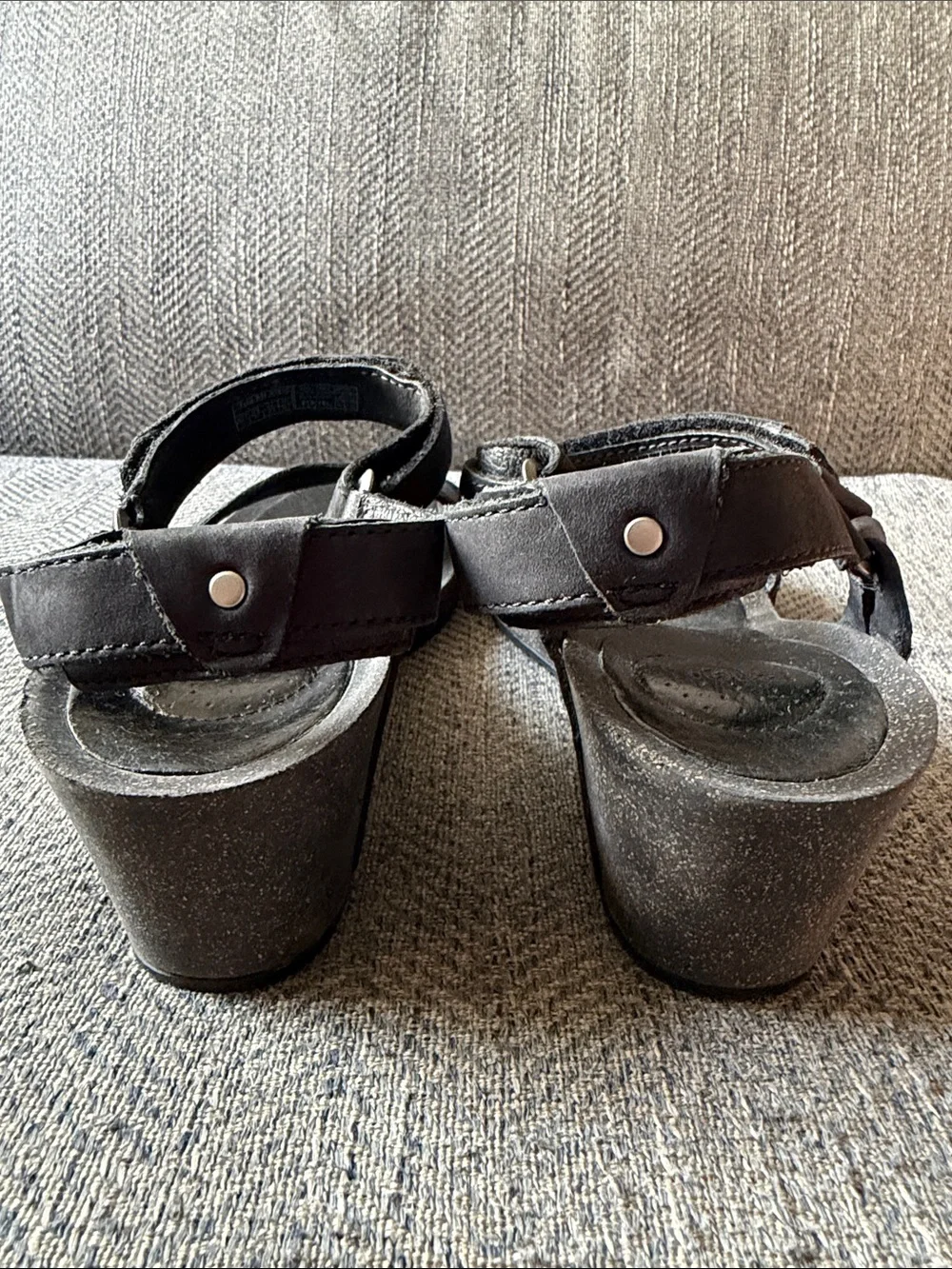 Teva Women’s Cabrillo Black Leather Wedge Sandals Size: 10